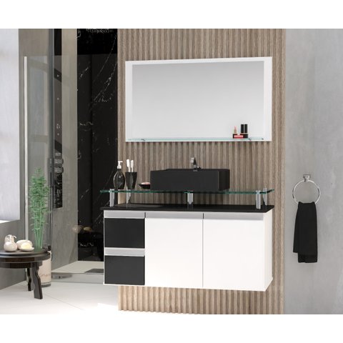 Conjunto para Banheiro Gabinete com Cuba e Espelheira 80cm Diamante