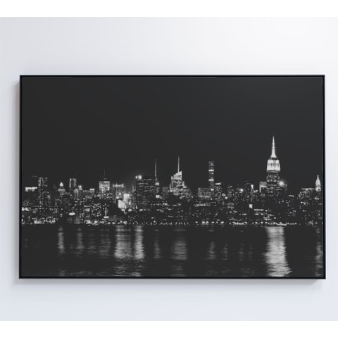 Quadro Rio Hudson Preto e Branco - 120x80 Cm - Tecido Canvas