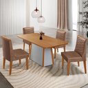 Ver imagem 1 de Mesa de Jantar Diane 120cm Tampo Mdf Laminado 4 Cadeiras Eloise Moderna Mobília