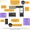 Ver imagem 2 de Armário de Cozinha Modulado com Bancada Americana Multimóveis Mp2209 Preto/branco