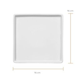 Prato Quadrado Raso em Porcelana 16x16cm Americana Germer Branco - 3