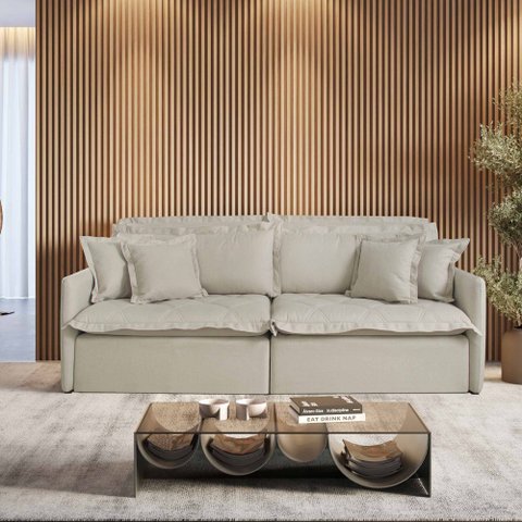 Sofá Retrátil e Reclinável Iris 2,20 m 3 Lugares Linho Cinza