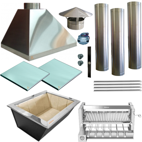 Kit Churrasqueira Gourmet Completa Inox Litoral Makeer Grill Elevatório 6 Espetos 1581 g