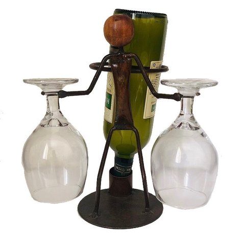 Adega Suporte Para Garrafa Taça Ferro Decoração Casa Vinhos