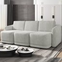 Ver imagem 1 de Sofá Cama Modulado Retrátil e Reclinável Decorativo Varsóvia 336cm Bouclê Cinza G33 - Gran Belo