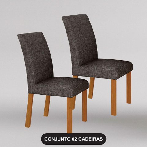 Cadeira para Mesa de Jantar Napoli Gold Kit 2 Peças Cinamomo Linho Chumbo - Leifer