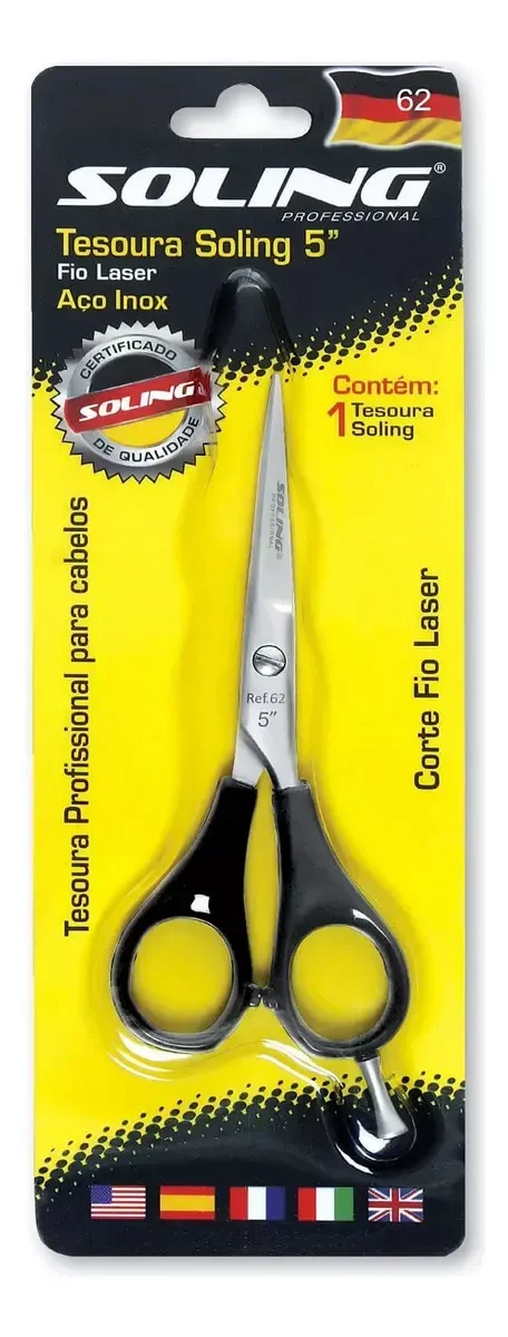 Tesoura Profissional Cabo para Cabelos Fio Laser 5” – Soling - 2