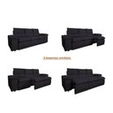 Ver imagem 4 de Sofá Plaza 2,30m com Molas no Assento Retrátil e Reclinável Velosuede - Netsofas - Preto