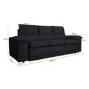 Ver imagem 2 de Sofá Plaza 2,30m com Molas no Assento Retrátil e Reclinável Velosuede - Netsofas - Preto