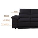 Ver imagem 6 de Sofá Plaza 2,30m com Molas no Assento Retrátil e Reclinável Velosuede - Netsofas - Preto
