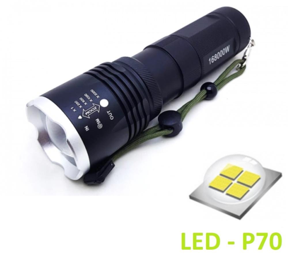 Lanterna Holofote Tática Led P70 Super Forte Com Zoom Ajustável - BM8504 - 5