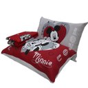 Ver imagem 1 de Jogo de Cama Portallar Casal Malha Mista Estampado Disney Joy Mickey Minnie Lovers 3 Peças Vermelho