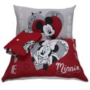 Ver imagem 2 de Jogo de Cama Portallar Casal Malha Mista Estampado Disney Joy Mickey Minnie Lovers 3 Peças Vermelho