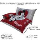 Ver imagem 6 de Jogo de Cama Portallar Casal Malha Mista Estampado Disney Joy Mickey Minnie Lovers 3 Peças Vermelho