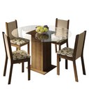 Ver imagem 2 de Conjunto Sala Jantar Madesa Madu Mesa Tampo de Vidro Redondo 4 Cadeiras - Rustic/crema/bege Marrom