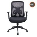 Ver imagem 2 de Cadeira Escritório Nr-17 Everest Diretor C/ Braços Fratini Encosto Tela Mesh Preta Base Rodízio