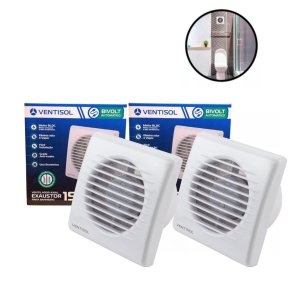 Kit 2 Exaustor Silencioso Banheiro 15cm Grade Insetos Bivolt