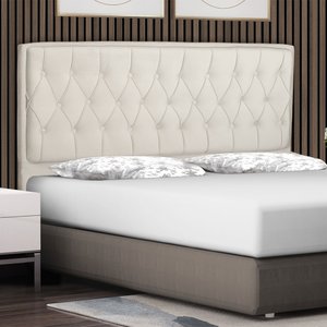 Cabeceira Cama Box Queen Jadi 160 Cm Suede Bege Claro - MV Estofados Shop