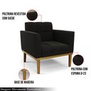 Ver imagem 3 de Poltrona Decorativa Karen Pés Fixo em Madeira Castanho Suede Preto G19 - Gran Belo