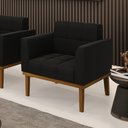 Ver imagem 1 de Poltrona Decorativa Karen Pés Fixo em Madeira Castanho Suede Preto G19 - Gran Belo