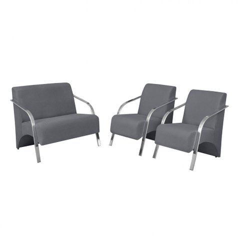 Conjunto Poltronas Vênus Braço Alumínio Grafite