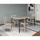Ver imagem 1 de Jogo de Mesa Elen Retangular Tampo de Madeira 140x80cm Branco com 4 Cadeiras Katrina Off White