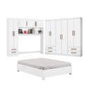 Ver imagem 3 de Guarda-roupa Casal Modulado com Cama Amazzonite 11 Portas 6 Gavetas Branco - Pnr Móveis