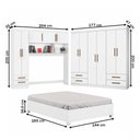 Ver imagem 4 de Guarda-roupa Casal Modulado com Cama Amazzonite 11 Portas 6 Gavetas Branco - Pnr Móveis