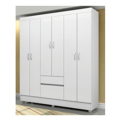 Guarda Roupa Flash 6 Portas e 02 Gavetas Branco/rosa Flex