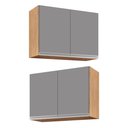 Ver imagem 1 de Kit 2 Armários Aéreo de Cozinha Lavanderia 02 Portas Eva Castanho e Cinza 80 cm - D’Rossi