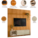 Ver imagem 2 de Painel para TV de até 75 Polegadas com Rack Orlando Cumaru/Opala
