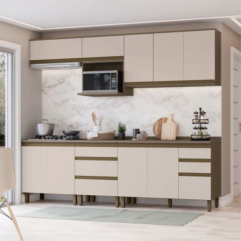 Cozinha Completa Connect 10 Portas 5 Gavetas 100% Mdf Ce802 Duna/cristal - Henn