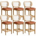Ver imagem 1 de Kit 6 Banquetas Baixa Bar Cozinha Sala de Jantar Betta L02 Mel Tela Couríssimo Camel - Lyam Decor