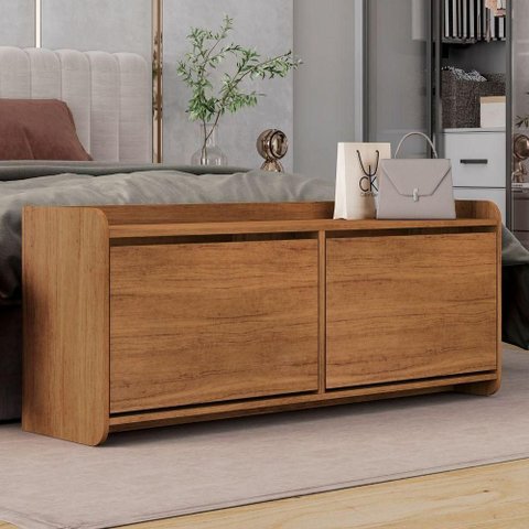 Sapateira Vila Serena 2 Portas MDF-MDP Cedro 130cm Casa D Móveis
