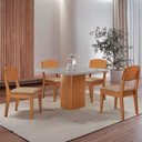 Ver imagem 1 de Mesa de Jantar Eloise 90cm Tampo Mdf Vidro com 4 Cadeiras Copper Moderna Mobília