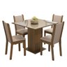Conjunto Sala de Jantar Mesa Tampo de Vidro 4 Cadeiras Rustic/crema/bege Tifani Madesa - 3