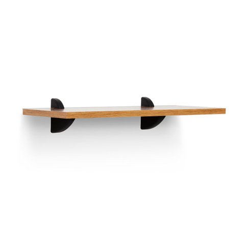 Kit Prateleira Mel (Selo Fsc) 50 x 20 cm com Suportes Pretos e Kit para Fixação Bemfixa