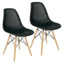 Ver imagem 1 de Kit 2 Cadeiras Colmeia Furadinha Heloisa Eloá Charles Eames Eiffel Base Madeira - Preta Preto