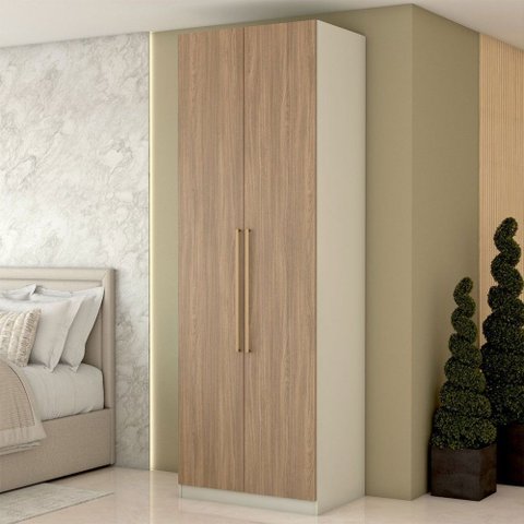 Guarda-roupa Solteiro Modulado Kalore 2 Portas 3 Gavetas Kalore Areia/jequitibá - Panorama Móveis