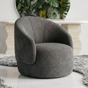 Ver imagem 1 de Poltrona Decorativa Giratória Saara Orgânica Sala de Estar Bouclê Cinza Escuro - Desk Design