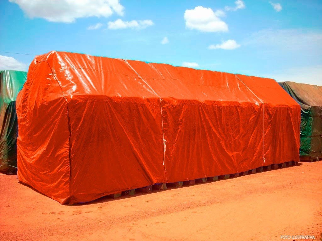 Lona Multiuso Barraca Camping Cargas em Polietileno Laranja 300 Micras - 8x6 - 5