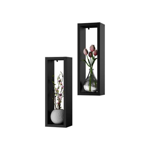 Kit Nicho Decorativo Stella Preto para Sala Hall 40 X 10cm
