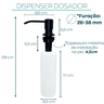 Dispenser dosador detergente preto fosco Inox 304 embutir 500ml Cozinha porta sabao sabonete líquido - 4