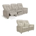 Ver imagem 2 de Conjunto de Poltronas Sala de Cinema Reclináveis 2 e 3 Lugares Pequim Pu Bege G23 - Gran Belo