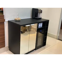 Bar Bancada com Nicho Garrafas em Mdf Frontal com Espelho para Adega Oster 18garrafas - 1