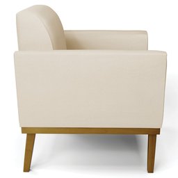 Poltrona Decorativa Base Madeira Castanho Maressa Sintético Bege - Ibiza - 6