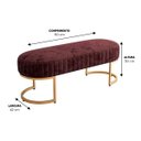 Ver imagem 3 de Banco Recamier Base em Aço Dourado Glow Zahav:Veludo Bordo
