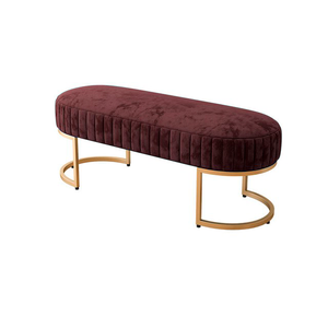 Banco Recamier Base em Aço Dourado Glow Zahav:Veludo Bordo