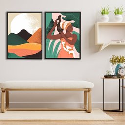 Kit 2 Quadros Decorativos Cultura Africana Natureza Preto - Médio - 2 Kit 2 Quadros Decorativos Cultura Africana Natureza Preto - Médio - 2