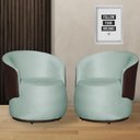 Ver imagem 1 de Kit 2 Poltronas Organica Beatriz Veludo Acqua C/ Composê Corano Marrom - Lm Decor